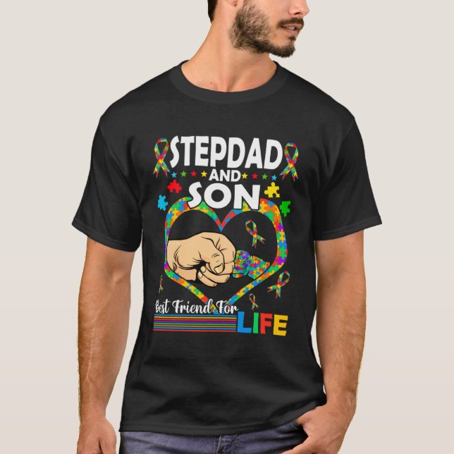 Stepdad And Son Family Matching Autism Awareness F T Shirt (Framsida)
