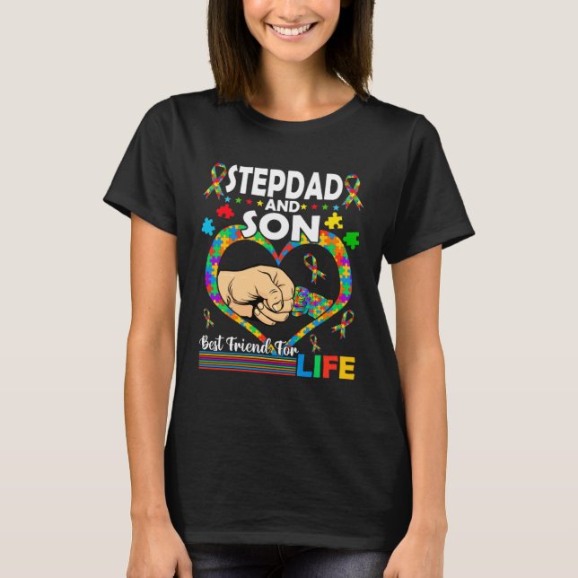 Stepdad And Son Family Matching Autism Awareness F T Shirt (Framsida)