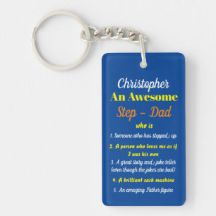 Stepdad Fars dag Quote Blue Keychain