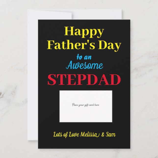Stepdad Lycklig Fars dag Gift Card Holder Tack Kort (Framsida)