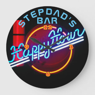 STEPDAD Mancave Pub Den Clock Neon - Anpassade Stor Klocka