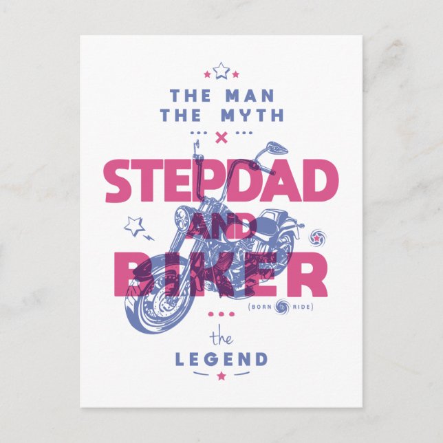 Stepdad och biker mannen myten i legenden vykort (Framsida)
