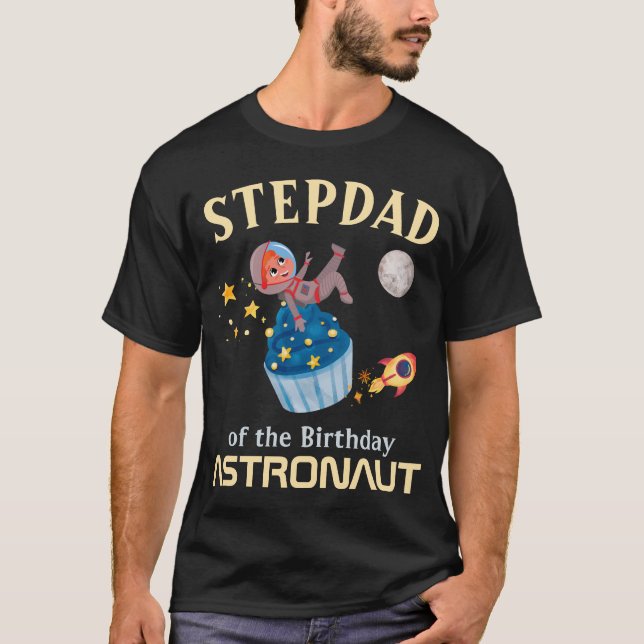 Stepdad of the Birthday Astronaut Family Match T Shirt (Framsida)