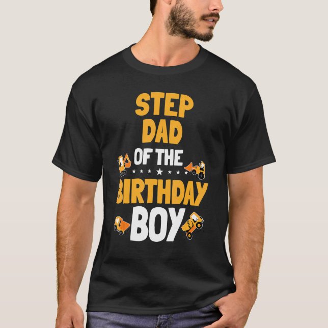 Stepdad of the Birthday Boy Construction Worker Bd T Shirt (Framsida)