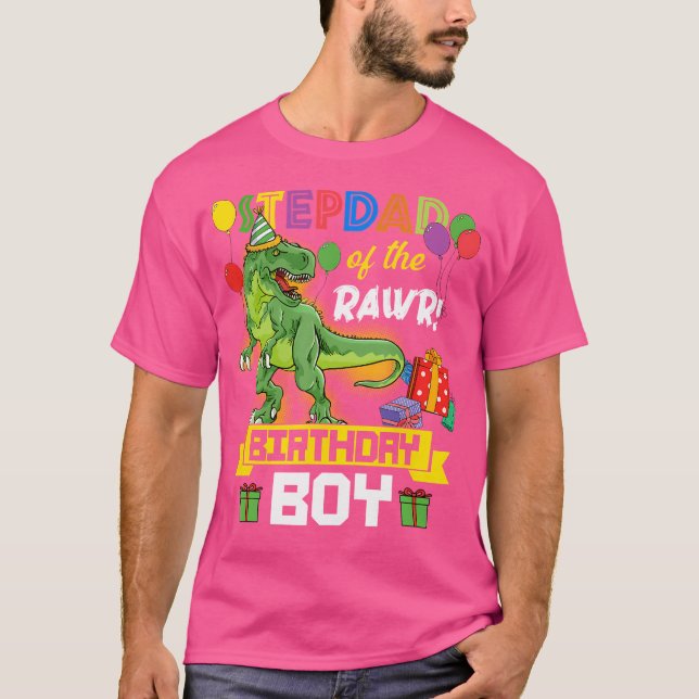 Stepdad of the Birthday Boy Dinosaur Firande G T Shirt (Framsida)