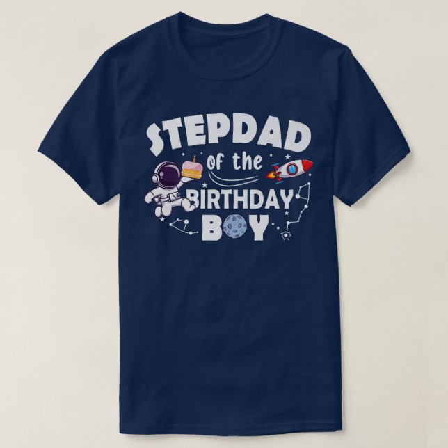 Stepdad på födelsedagens Astronaut Boy Space-tema T Shirt (Design framsida)