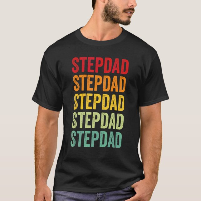 Stepdad Rainbow Text  Stepdad Colorful T Shirt (Framsida)