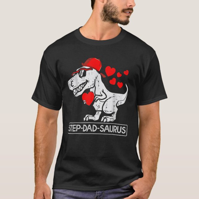 Stepdad Saurus Bonus Pappa Manar Stepdadsaurus T Shirt (Framsida)
