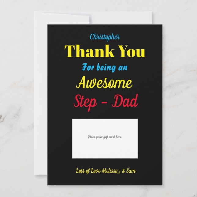 Stepdad Tack Gift Card Holder Kort (Framsida)