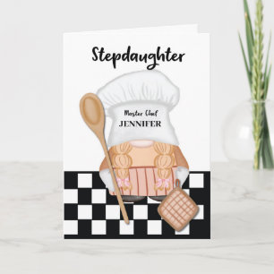 Stepdotter Birthday Whimsical Gnome Chef Cooking Kort