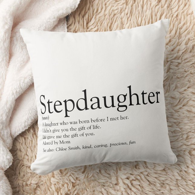 Stepdotter Definition Svart och Vit Modern Kudde (Stepdaughter Definition Black and White Modern Throw Pillow)