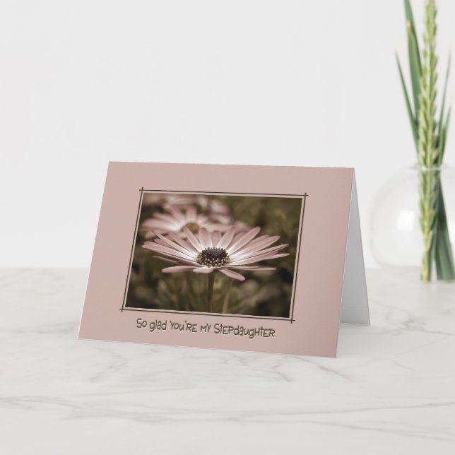 Stepdotters födelsedag Rosa Daisy Kort (Framsida)