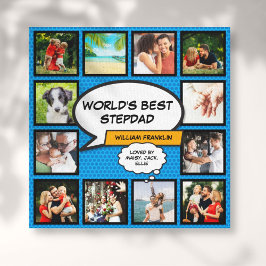 Stepfather, Stepdad 12 Photo Blue Tecknad Bok Canvastryck