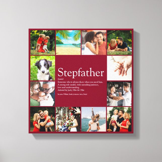 Stepfather Stepdad Definition 12 Photo Burgundy Canvastryck (Framsida)