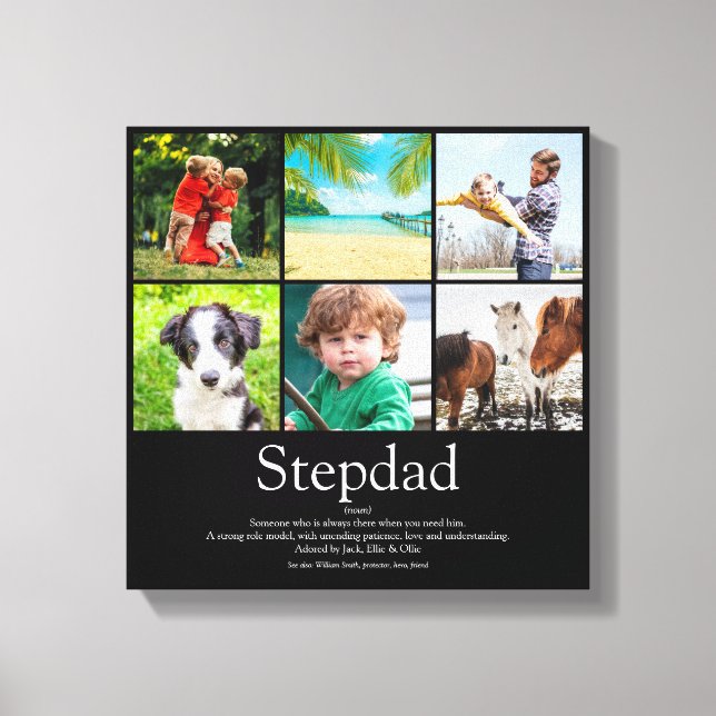 Stepfather Stepdad Definition 6 Photo Roligt Black Canvastryck (Framsida)