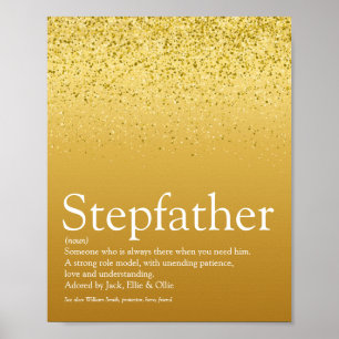 Stepfather, Stepdad Definition Guld Glitter Poster