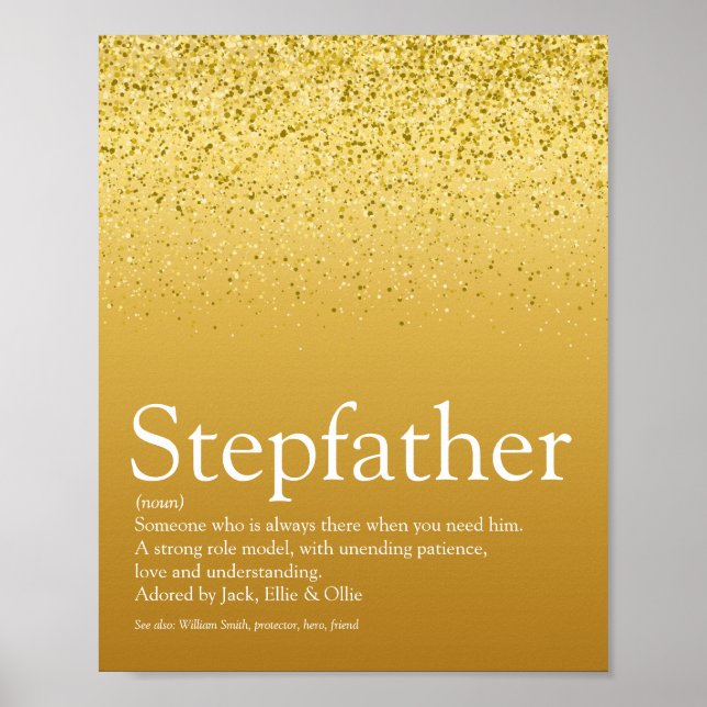Stepfather, Stepdad Definition Guld Glitter Poster (Framsidan)