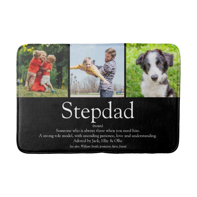 Stepfather Stepdad Definition Photo Roligt Black Badrumsmatta (Framsidan)