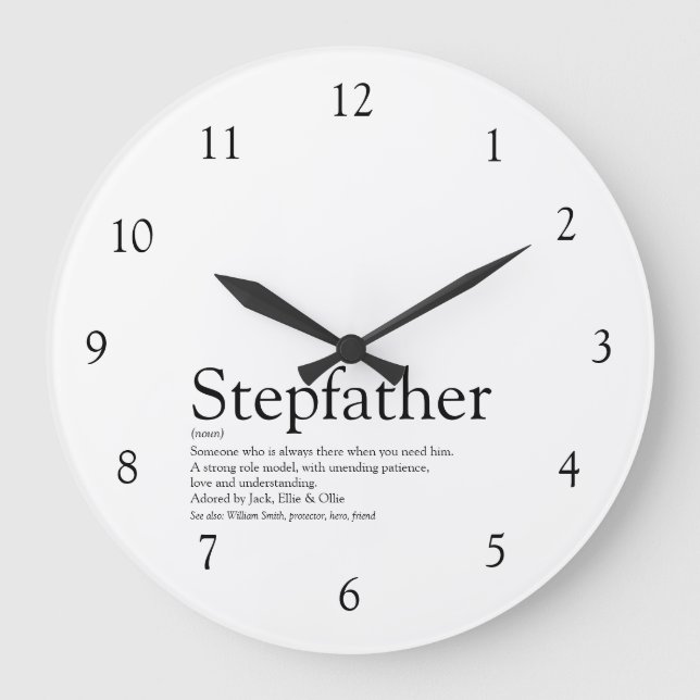 Stepfather Stepdad Quote Black and White Stor Klocka (Framsida)