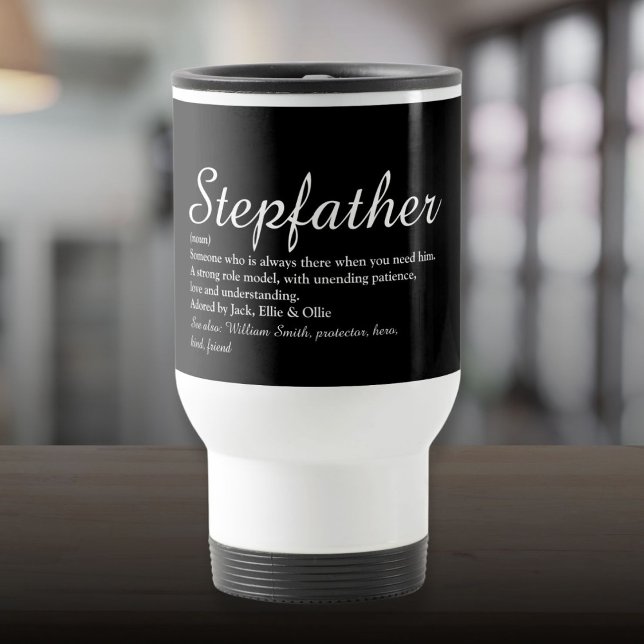 Stepfather styvpappa definition modernt teckensnit resemugg (Stepfather Stepdad Definition Modern Script Travel Mug)