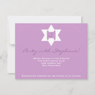 Stephanie Tess Bat mitzvah mottagning Lila Inbjudningar