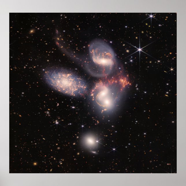 Stephan's Quintet 5 galaxers djupfält James Webb Poster (Framsidan)