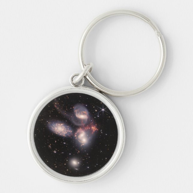 Stephan's Quintet 5 galaxers djupfält James Webb Rund Silverfärgad Nyckelring (Framsidan)