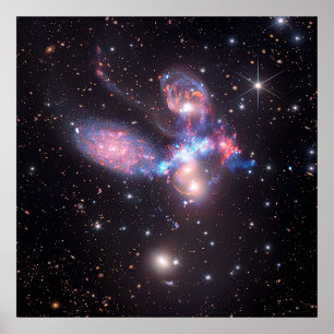 Stephans Quintet Galaxies Hubble & JWST Poster