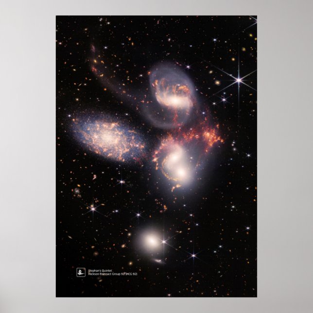 Stephan's Quintet, Hickson Compact Group 92 (JWST) Poster (Framsidan)