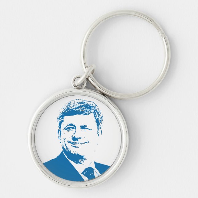 Stephen Harper Logotyp Rund Silverfärgad Nyckelring (Framsidan)