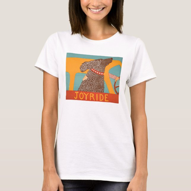 Stephen Huneck t-shirt Joyride med Chocolate Lab (Framsida)