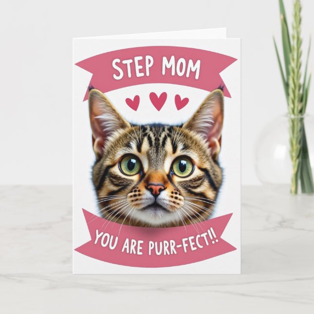 Stepmamma Du Är Purrfekt Kattkort Kort (Framsida)