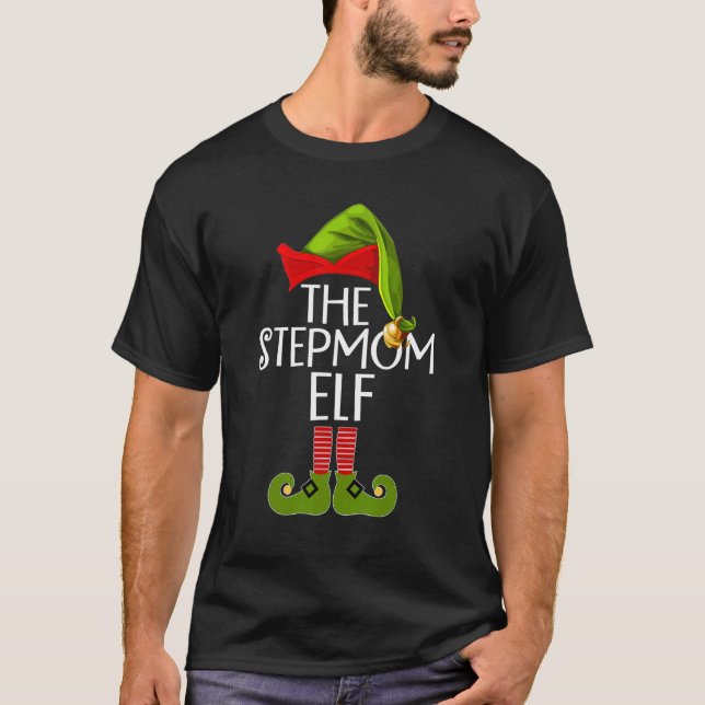 Stepmamma Elf-familjens matchningsgrupp jul P T Shirt (Framsida)