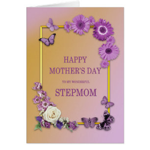 Stepmamma Mors dag Flowers och Butterflies Hälsningskort