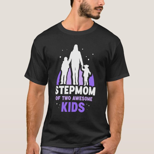 Stepmamma of Two Fantastisk Kids Boy Stepmor Mor' T Shirt (Framsida)