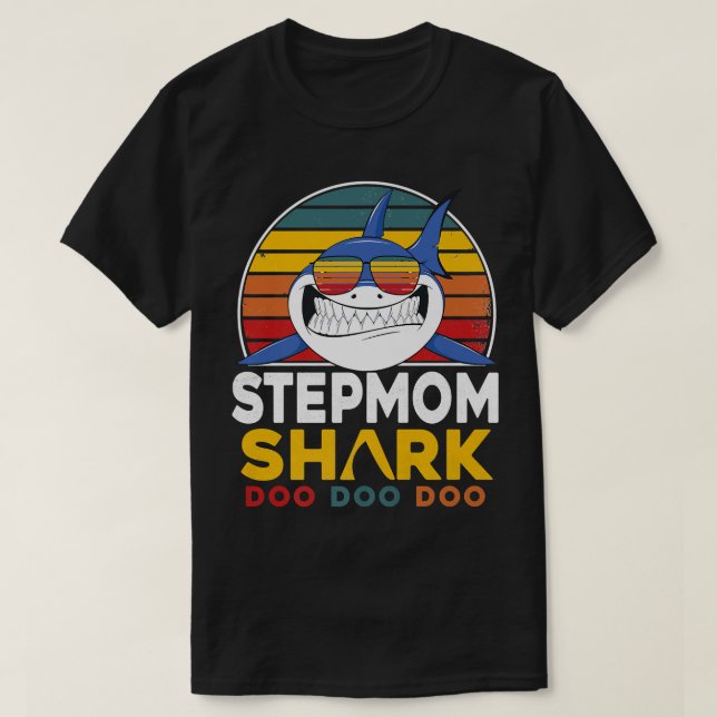 Stepmamma Shark Mors dag, julfödelsedag T Shirt (Design framsida)