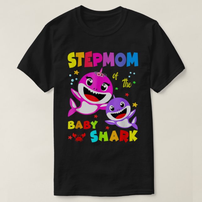 Stepmamma Shark Stepmamma Shark Family Mors dag T Shirt (Design framsida)