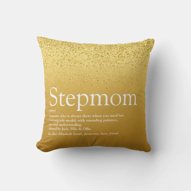 Stepmamma Stepmor Definition Guld Glitter Kudde (Framsida)