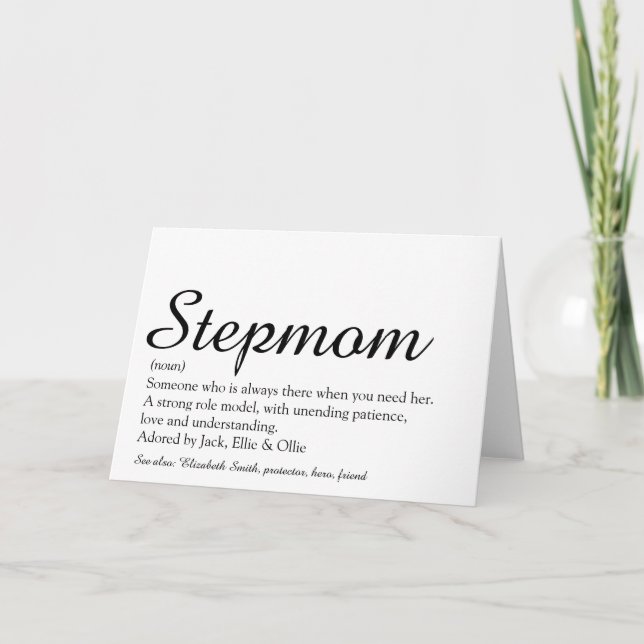Stepmamma, Stepmor-definitionsskript Kort (Framsida)