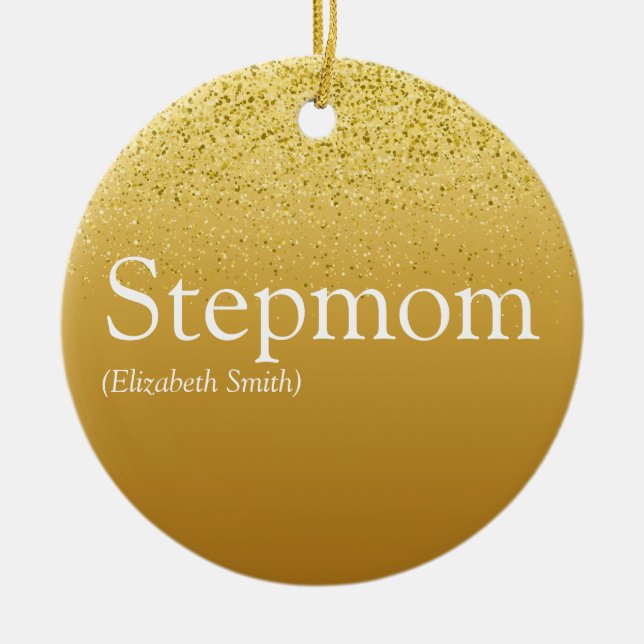 Stepmamma Stepmor Elegant Guld Glitter Glam Julgransprydnad Keramik (Framsidan)