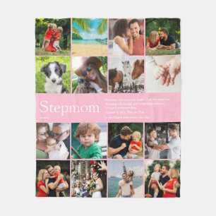 Stepmom Bonus Mamma Definition Foto Collage Rosa Fleecefilt