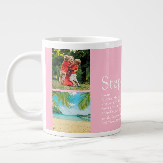 Stepmom Definition Rolig Fotokollage Rosa Jumbo Mugg (Vänster)