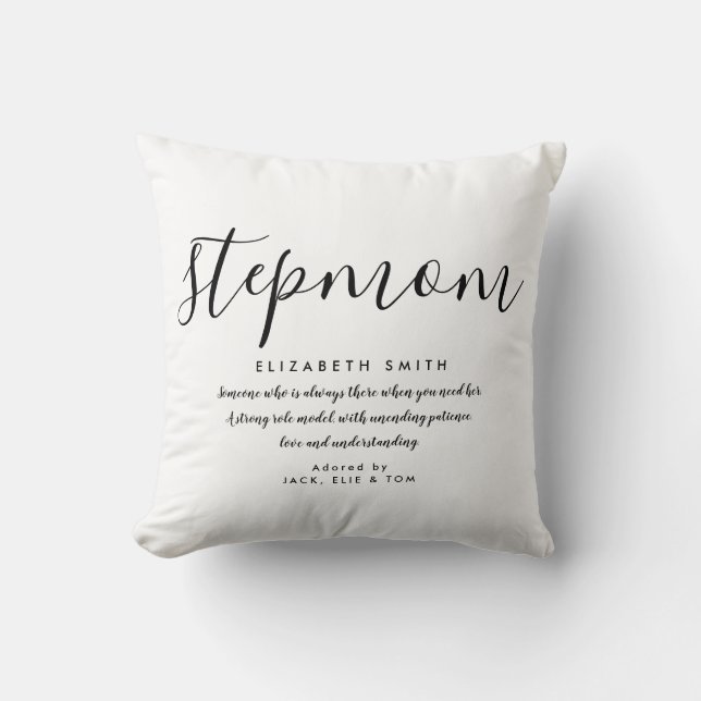 Stepmom Sitat Elegant Svart och Vitt Kastkudde Kudde (Framsida)