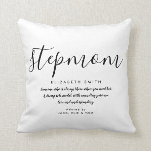 Stepmom Sitat Elegant Svart och Vitt Kastkudde Kudde