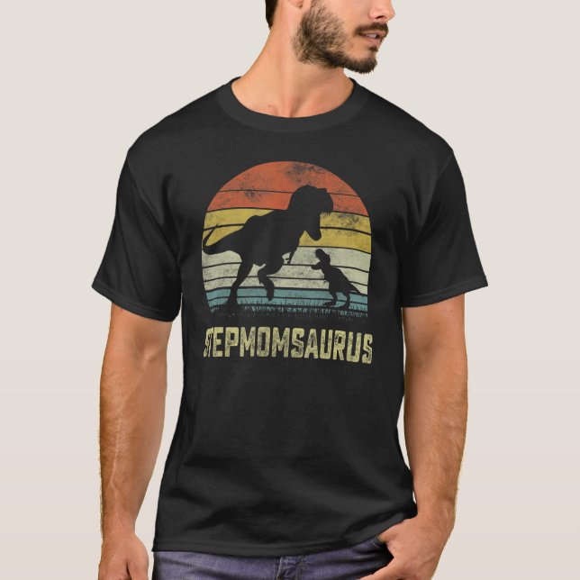 Stepmomsaurus Rex Dinosaur Stepmamma Saurus-familj T Shirt (Framsida)