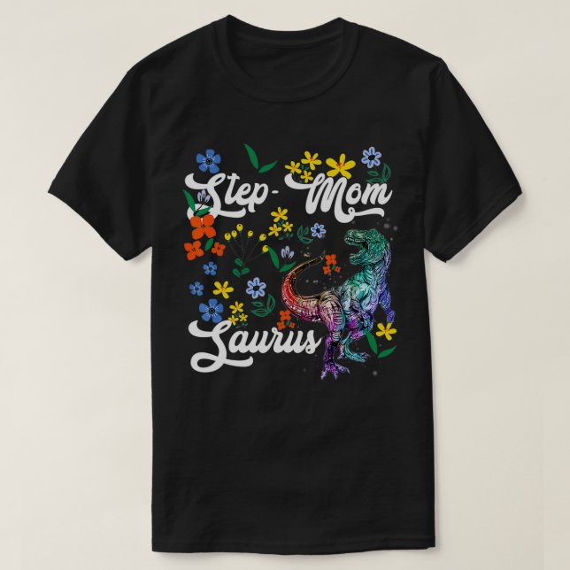 StepMomsaurus StepMamma Dinosaur TRe-blomma T Shirt (Design framsida)