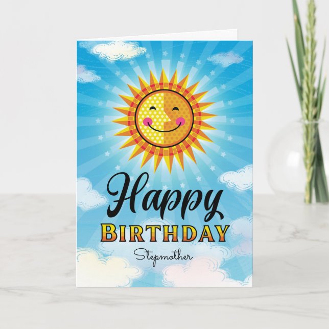 Stepmor Birthday Gult Sol Card Kort (Framsida)