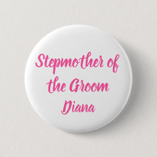 Stepmor för Groom Rosa Custom Name Bröllop Knapp