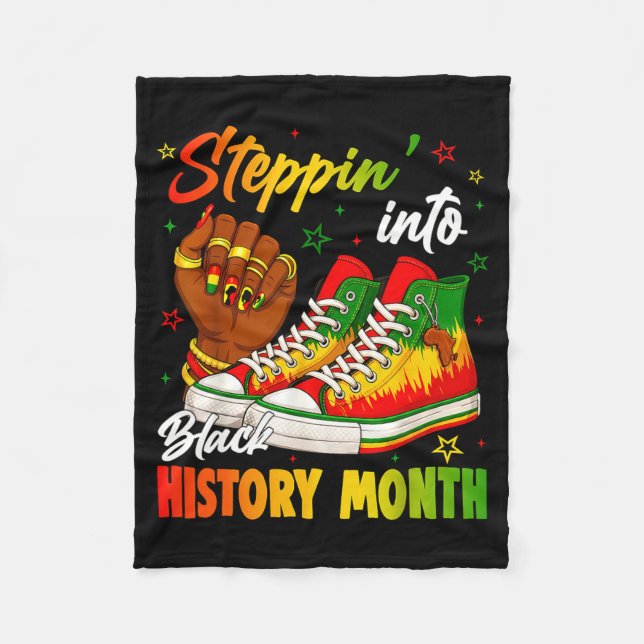 Stepn' Into Black History Month Black Sneakers Wom Fleecefilt (Framsidan)