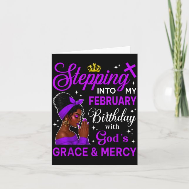 Stepng Into My February Birthday Black Afro Woman  Kort (Framsida)